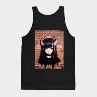 Kawaii Aesthetic  Satanic Anime Goth Girl Graffiti Art Style Tank Top